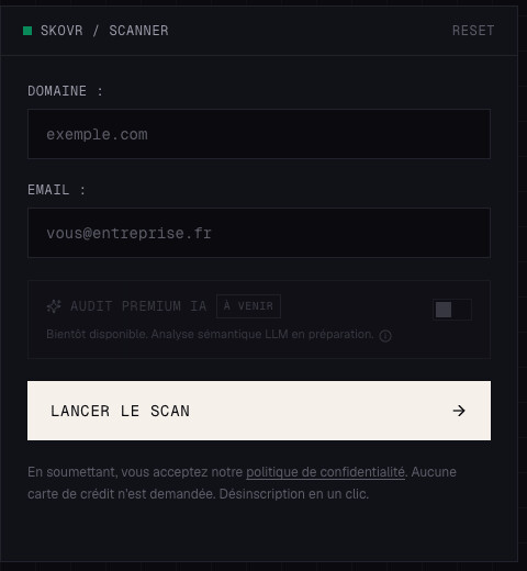 Le formulaire de scan Skovr
